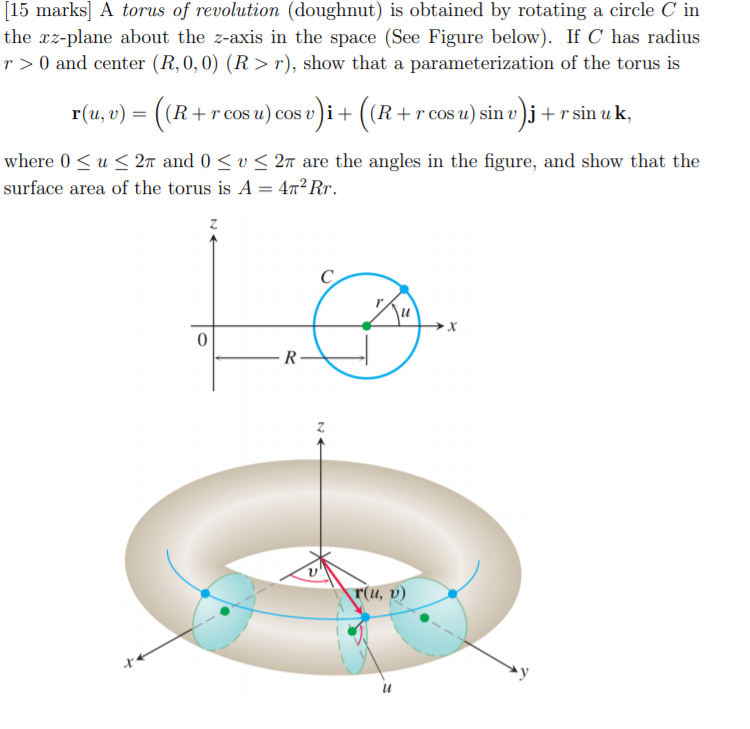 Solved 15 Marks A Torus Of Revolution Doughnut Is Obt Chegg Com