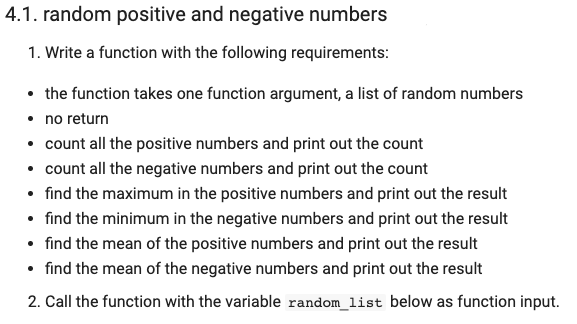 Solved 4.1. random positive and negative numbers 1. Write a | Chegg.com