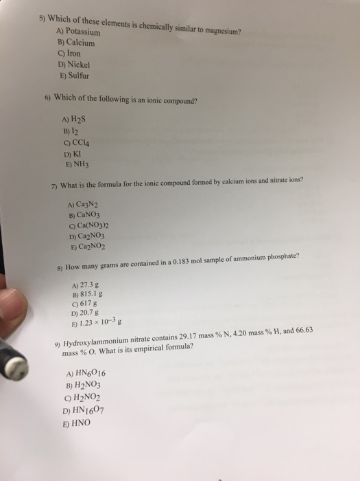 Solved: Which Of These Elements Is Chemically Similar To M... | Chegg.com