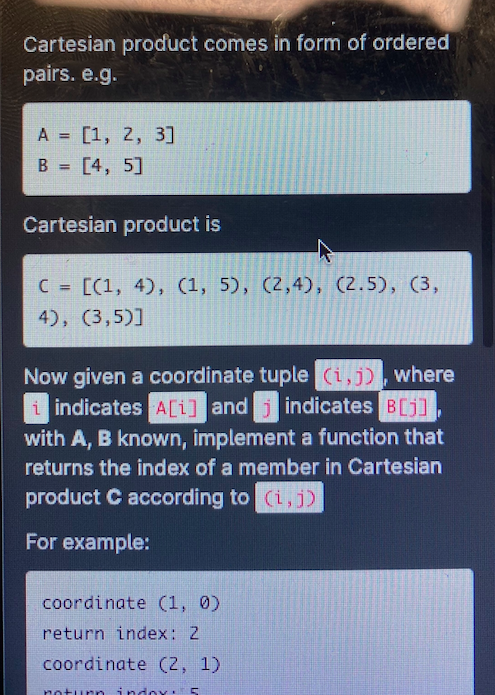 Solved Cartesian Product Programming challenge description: | Chegg.com