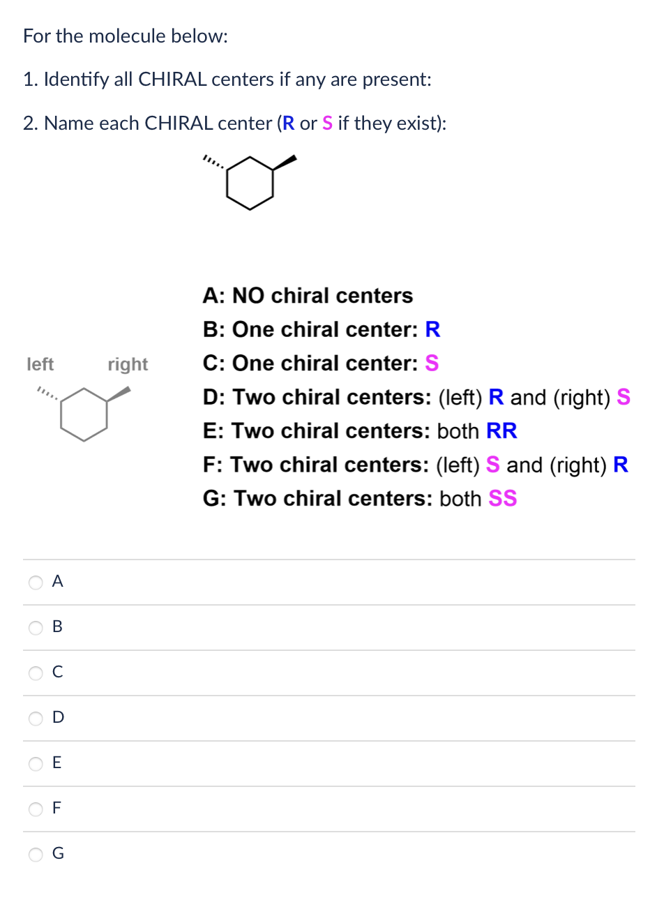 Solved For The Molecule Below: 1. Identify All CHIRAL | Chegg.com