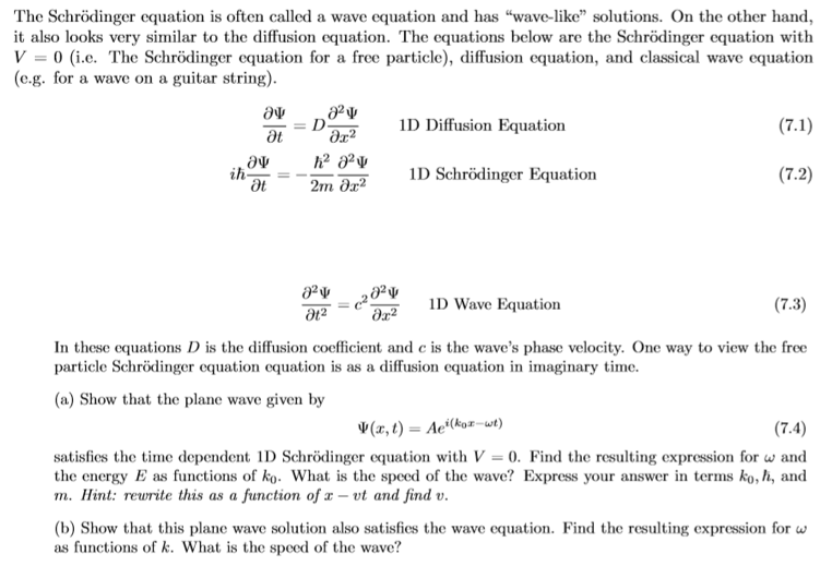 Solved The Schrödinger equation is often called a wave | Chegg.com