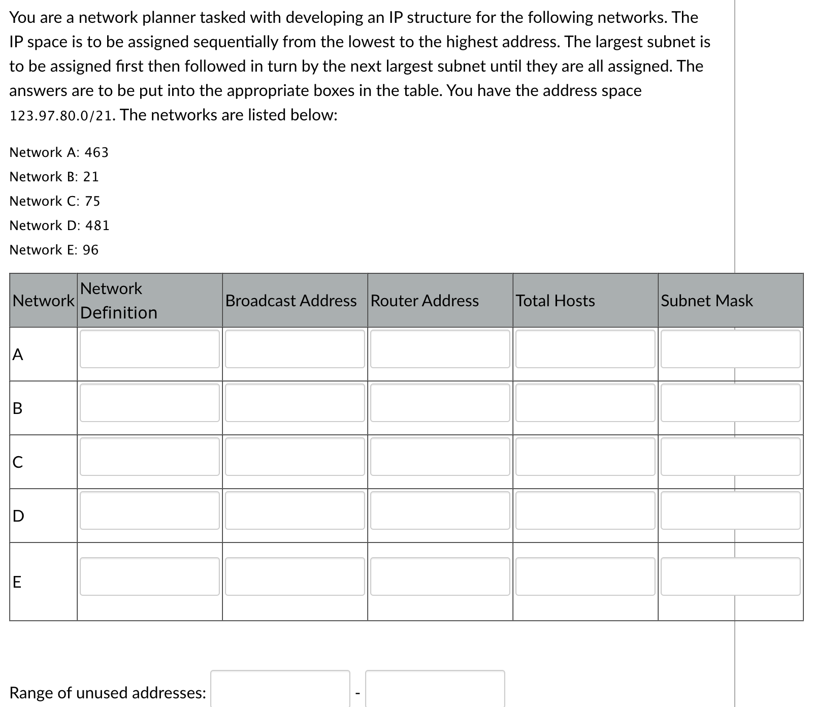 Solved 1. You are a network planner tasked with developing | Chegg.com