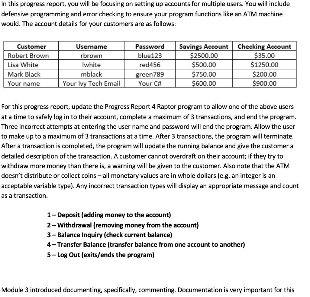 Solved: In This Progress Report, You Will Be Focusing On S... | Chegg.com