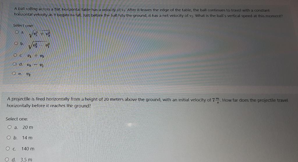 Solved A ball rolling across a flat, horizontal table has a