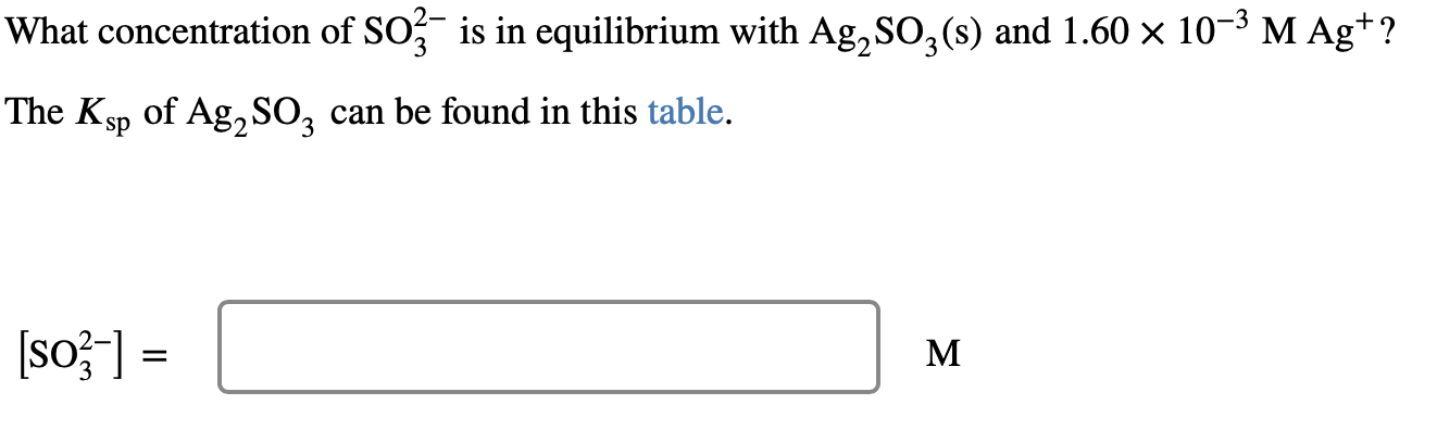 Solved What concentration of SO32− is in equilibrium with | Chegg.com