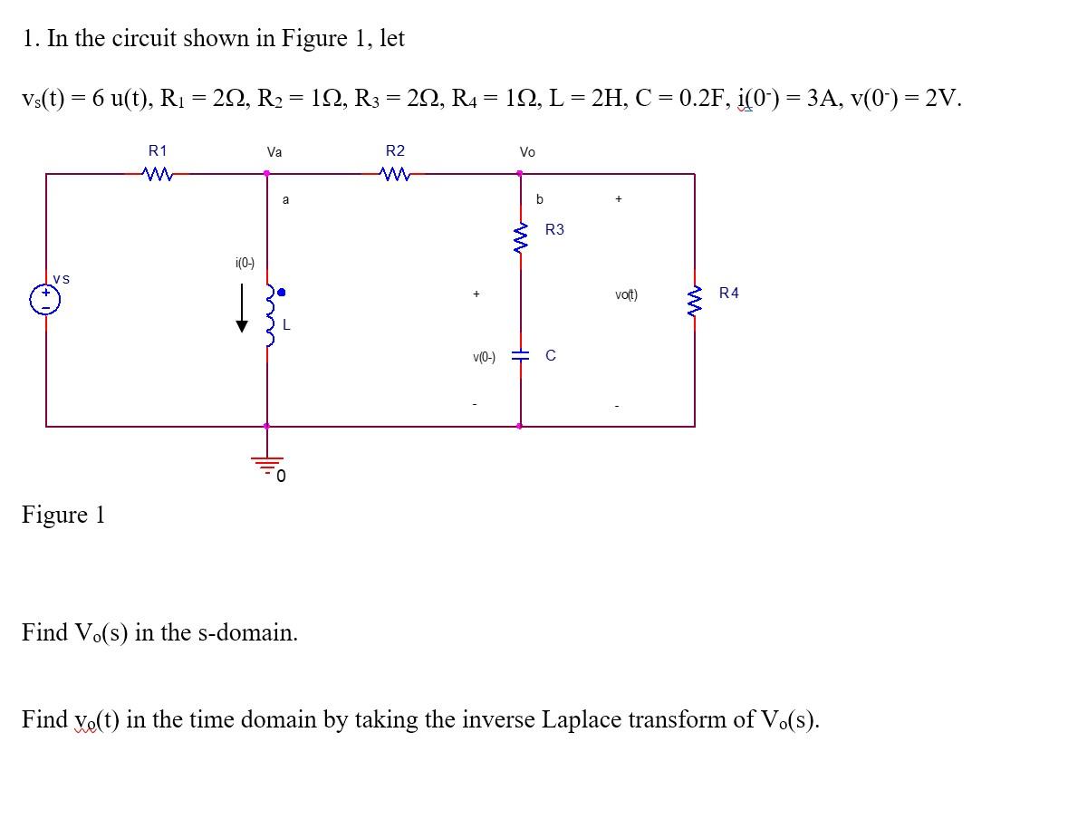 Solved 1. In the circuit shown in Figure 1, let Vs(t) = 6 | Chegg.com