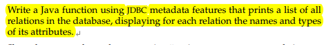 Solved Write a Java function using JDBC metadata features | Chegg.com