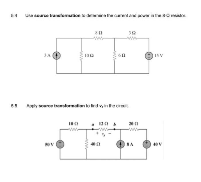 Solved 5.4 Use source transformation to determine the | Chegg.com