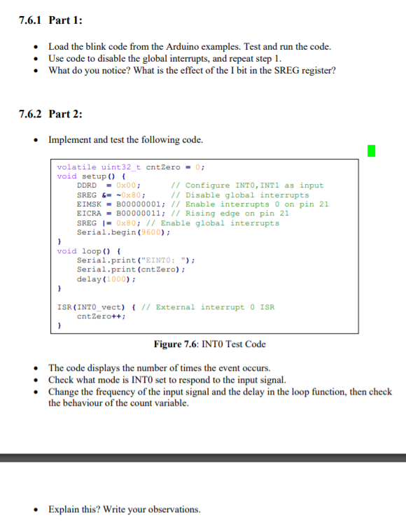 7.6.1 Part 1: Load the blink code from the Arduino | Chegg.com