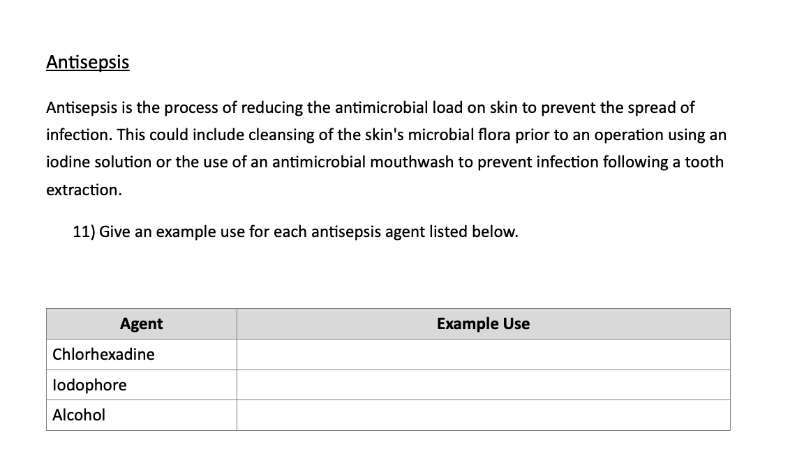 Solved Antisepsis Antisepsis is the process of reducing the