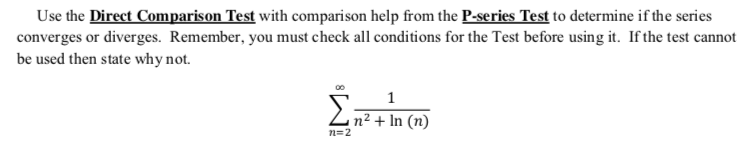 Solved Use the Direct Comparison Test with comparison help | Chegg.com