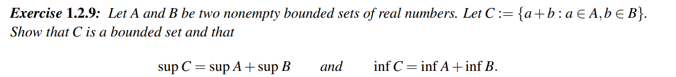 Solved Exercise 1.2.9: Let A And B Be Two Nonempty Bounded | Chegg.com