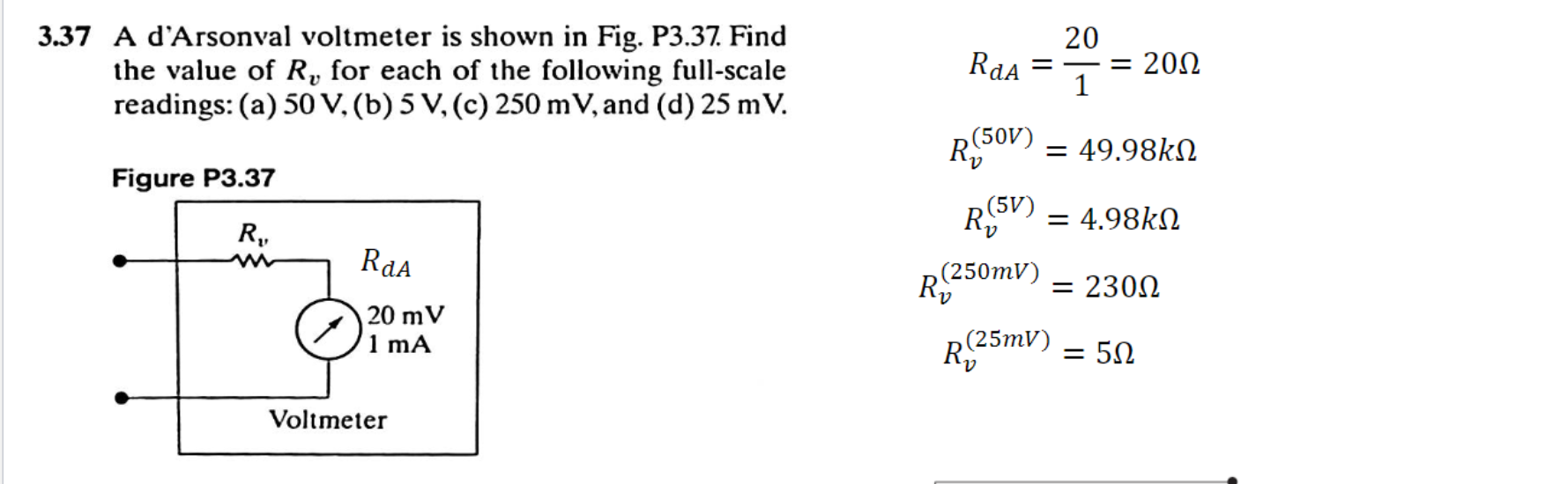 Solved 3.37 A d'Arsonval voltmeter is shown in Fig. P3.37. | Chegg.com