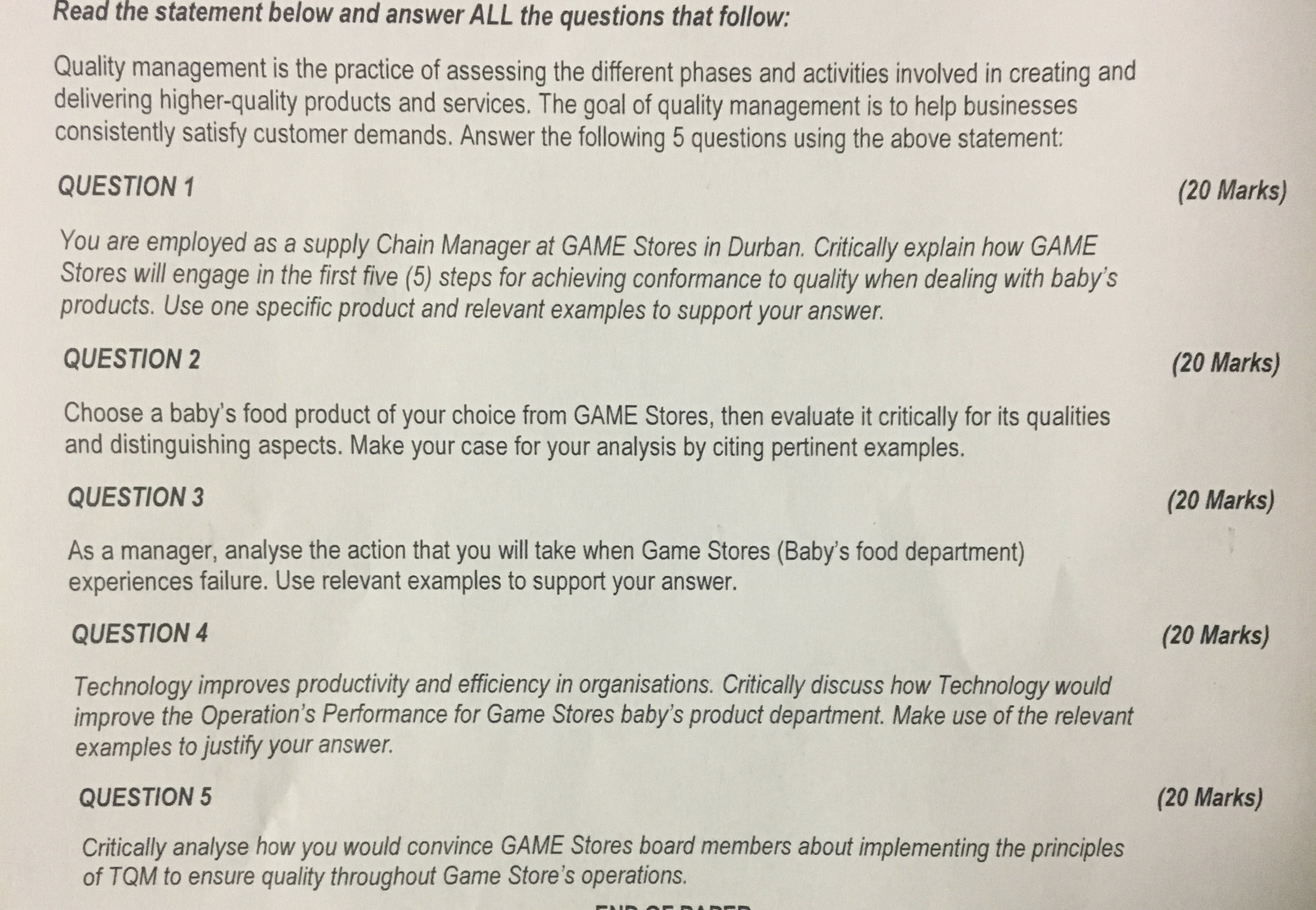Solved Read the statement below and answer ALL the questions | Chegg.com