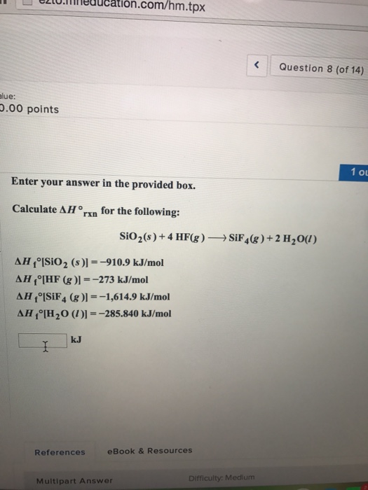 Solved Calculate Delta H Degree Rxn For The Following