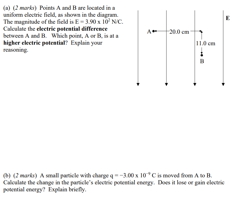 Solved (A)Points A and B are located in a uniform electric | Chegg.com