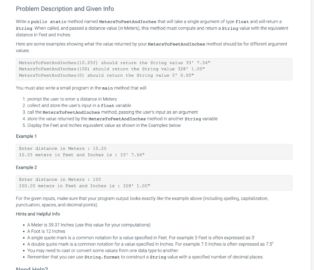 Solved Problem Description and Given Info Write a public Chegg