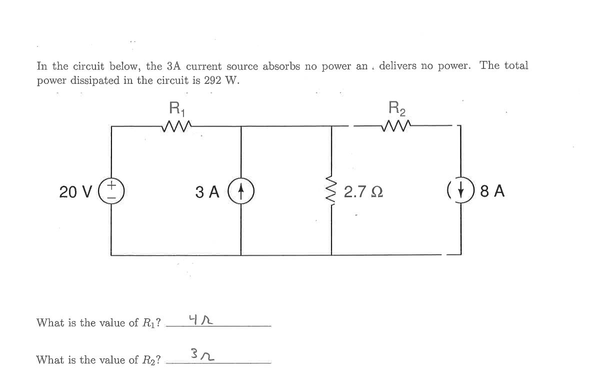 Solved In the circuit below, the 3A current source absorbs | Chegg.com