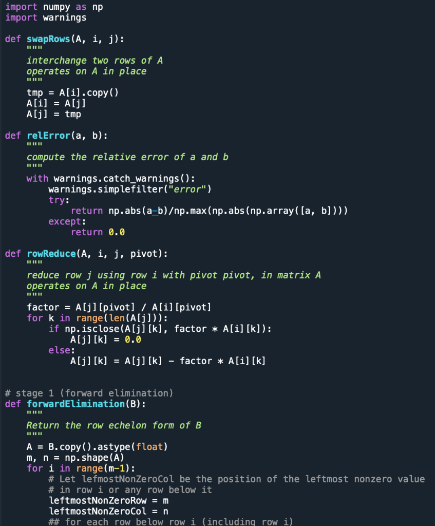 Solved I have written the code for forward elimination. Your | Chegg.com