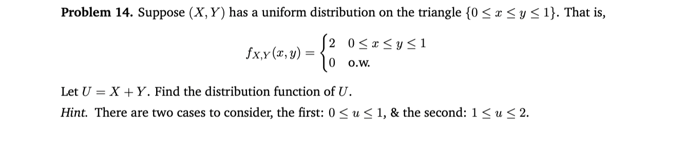 Solved Problem 14. ﻿Suppose (x,Y) ﻿has a uniform | Chegg.com