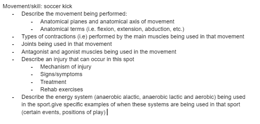 Solved Movement/skill: soccer kick - Describe the movement | Chegg.com