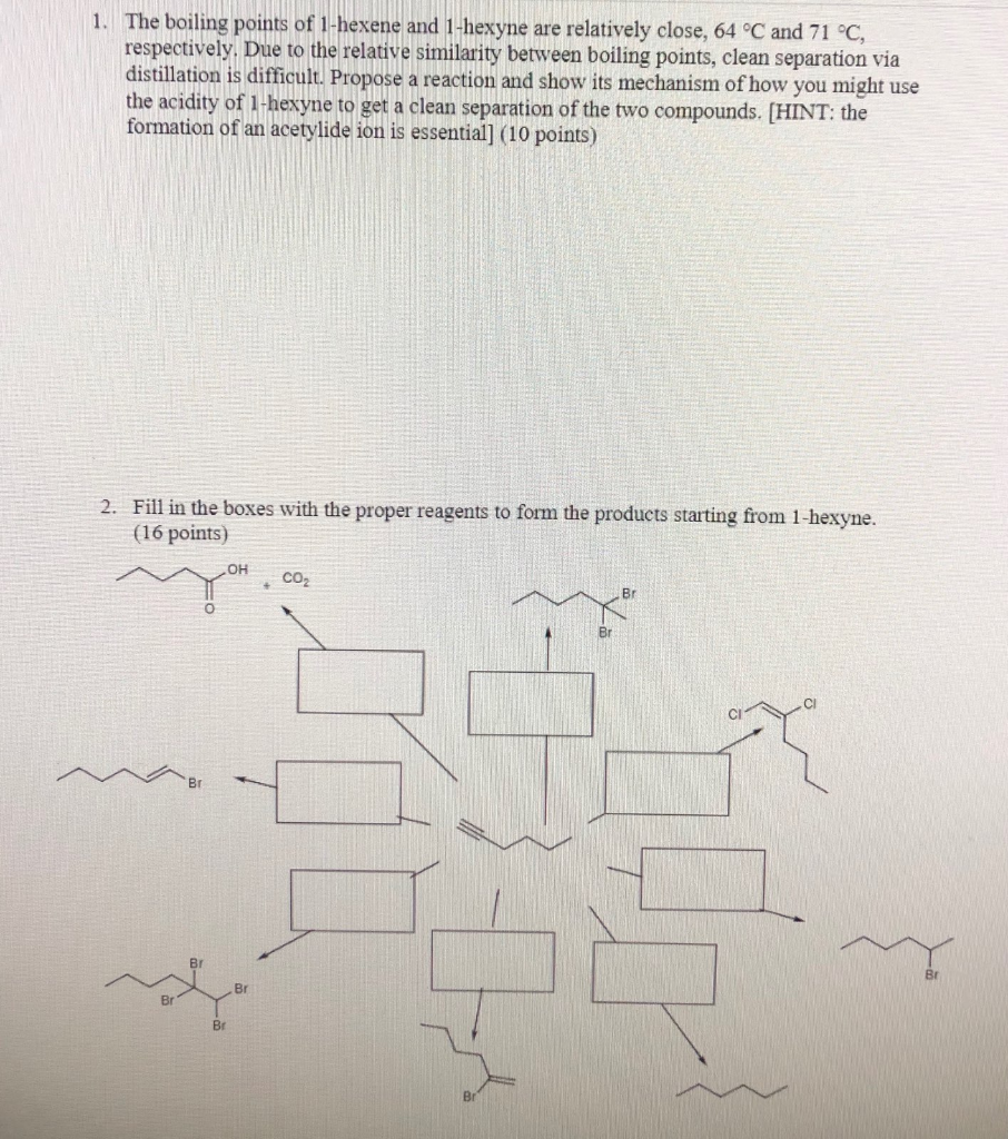 Solved NURULU The boiling points of 1-hexene and 1-hexyne | Chegg.com