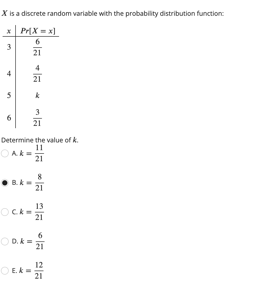 Solved X is a discrete random variable with the probability | Chegg.com
