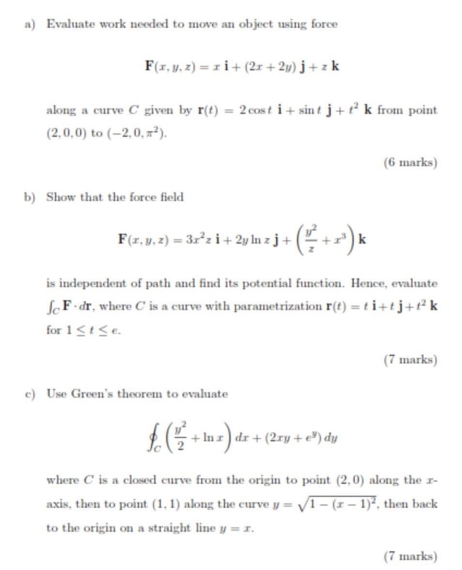 A Evaluate Work Needed To Move An Object Using Force Chegg Com