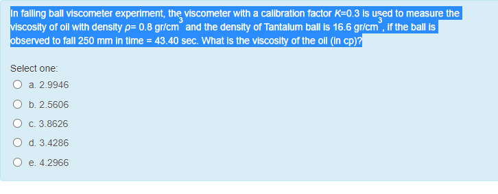 falling ball viscometer experiment