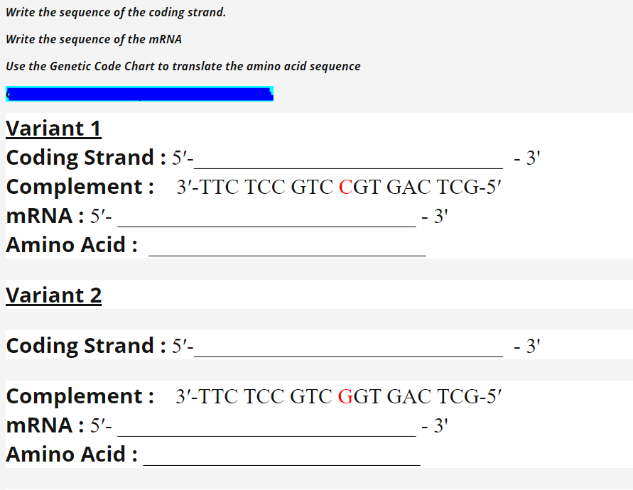 Solved Write the sequence of the coding strand. Write the | Chegg.com