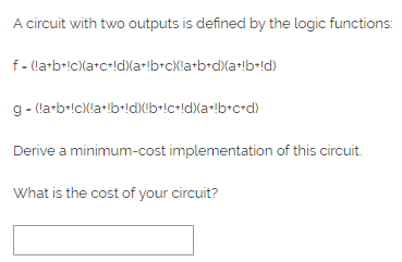 Solved A circuit with two outputs is defined by the logic | Chegg.com