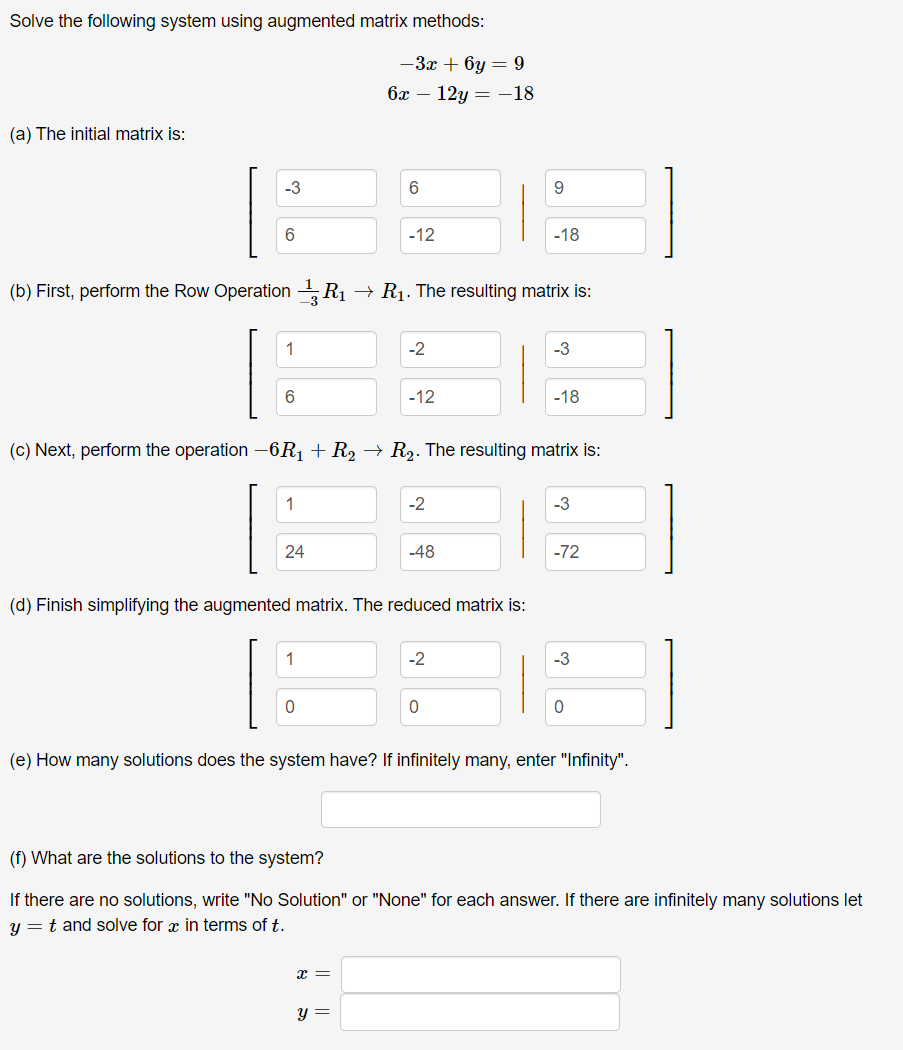 Solved Solve the following system using augmented matrix | Chegg.com