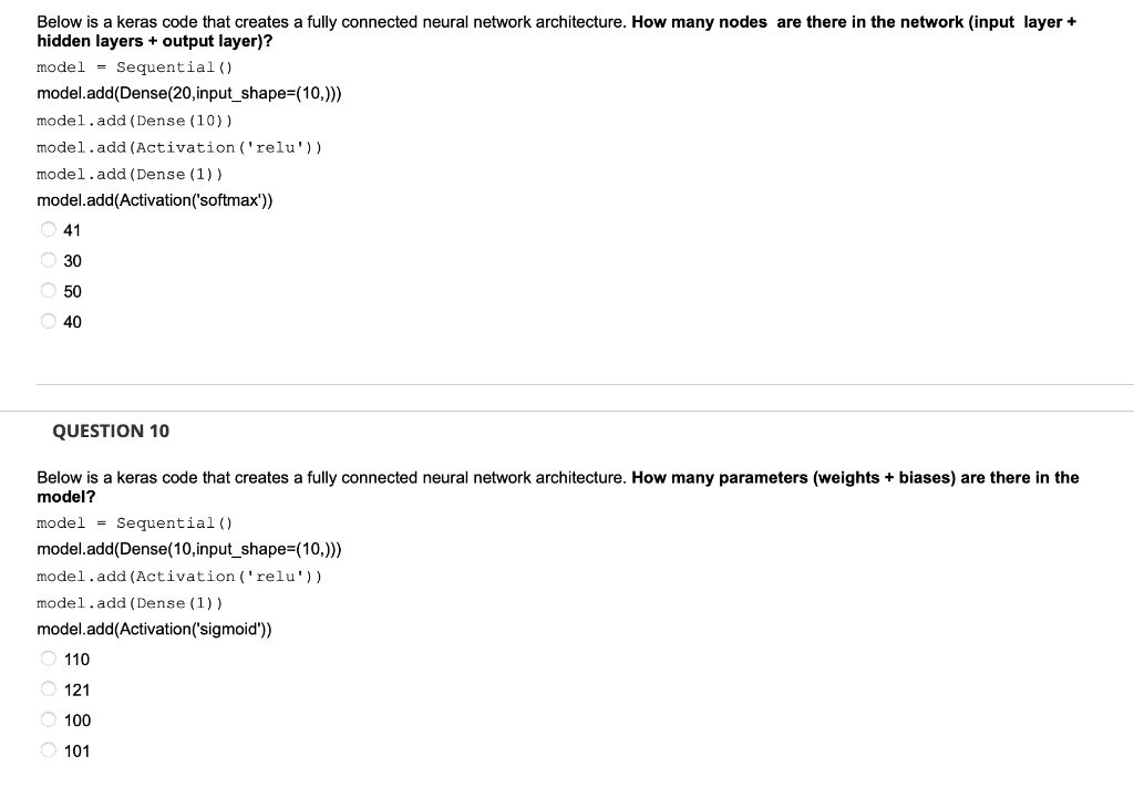 Solved Below is a keras code that creates a fully connected | Chegg.com