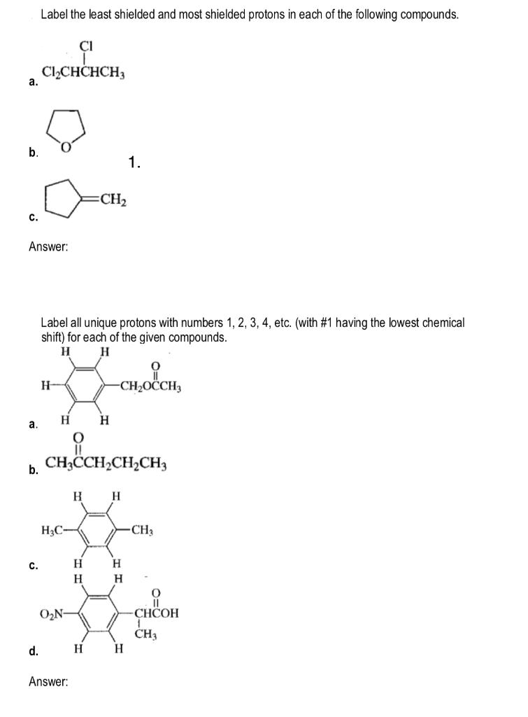 Solved Label the least shielded and most shielded protons in | Chegg.com