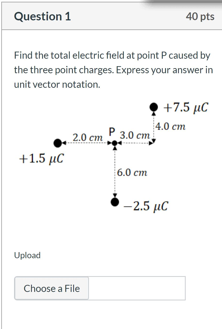 Solved Question 1 40 pts Find the total electric field at | Chegg.com
