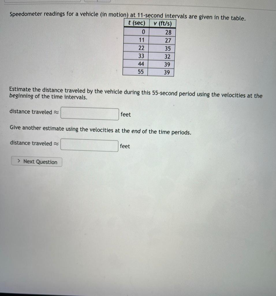 Solved Speedometer readings for a vehicle (in motion) at | Chegg.com