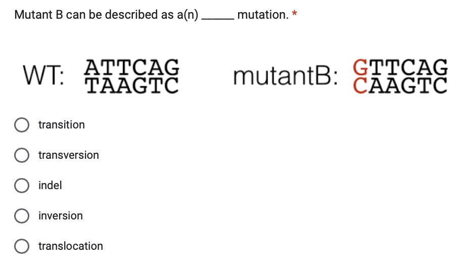 Solved Mutant B Can Be Described As A(n) ______ Mutation. - | Chegg.com