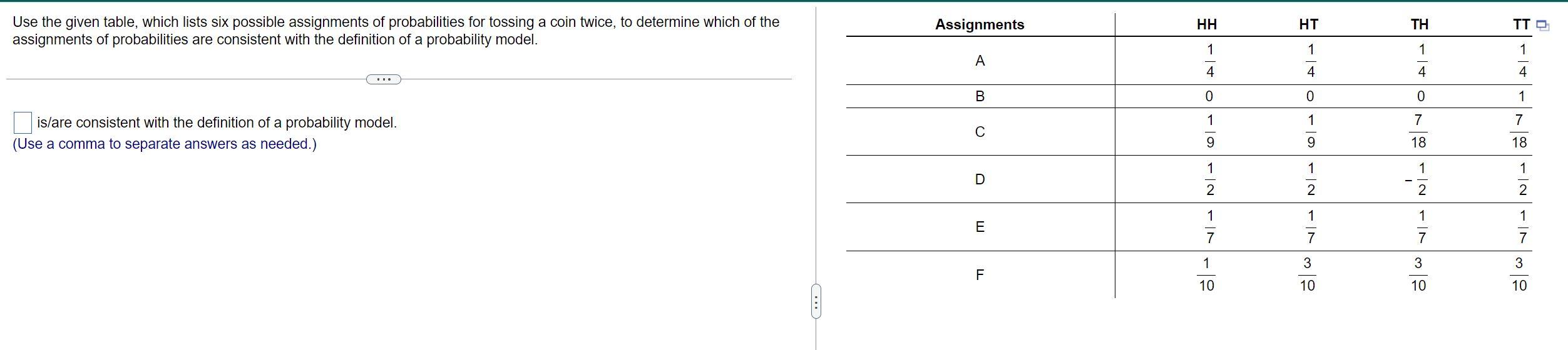 Solved Use the given table, which lists six possible | Chegg.com