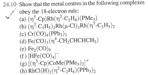 Solved 24.10 Show that the metal centres in the following Chegg