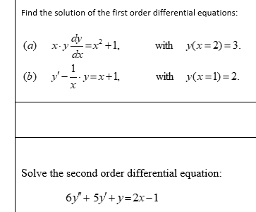Solved Find the solution of the first order differential | Chegg.com