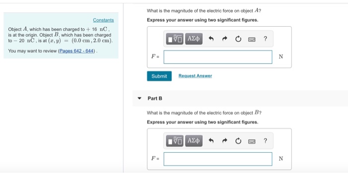 Solved What is the magnitude of the electric force on object | Chegg.com