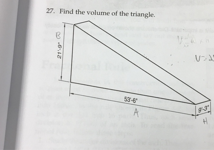 Solved Find The Volume Of The Triangle. | Chegg.com