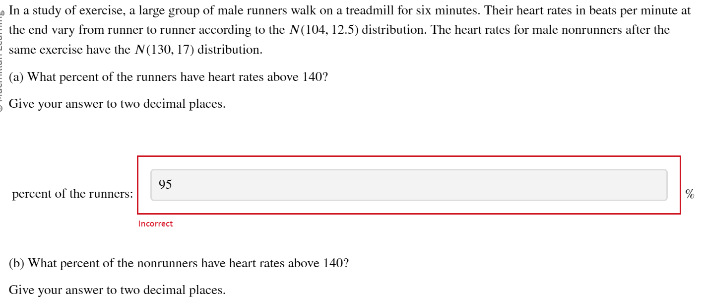 Solved In a study of exercise, a large group of male runners | Chegg.com