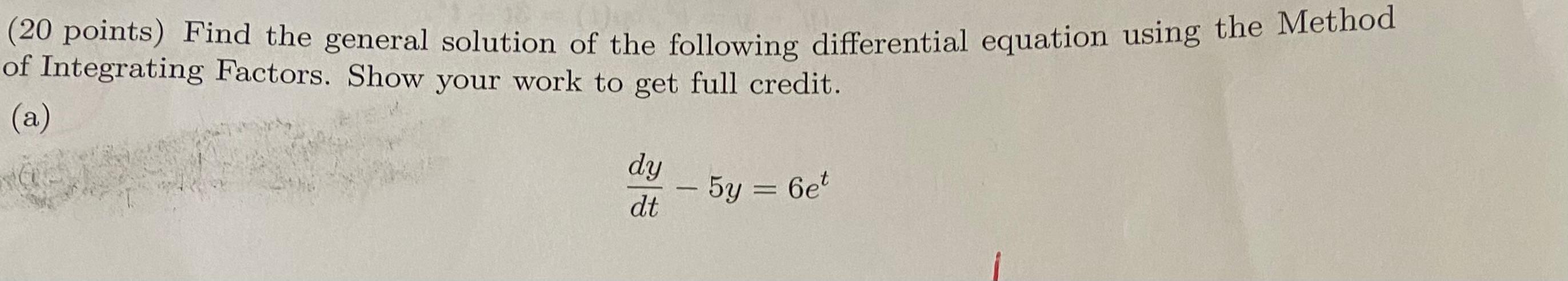 Solved (20 points) Find the general solution of the | Chegg.com