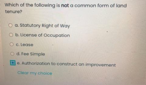 Solved Which of the following is not a common form of land | Chegg.com