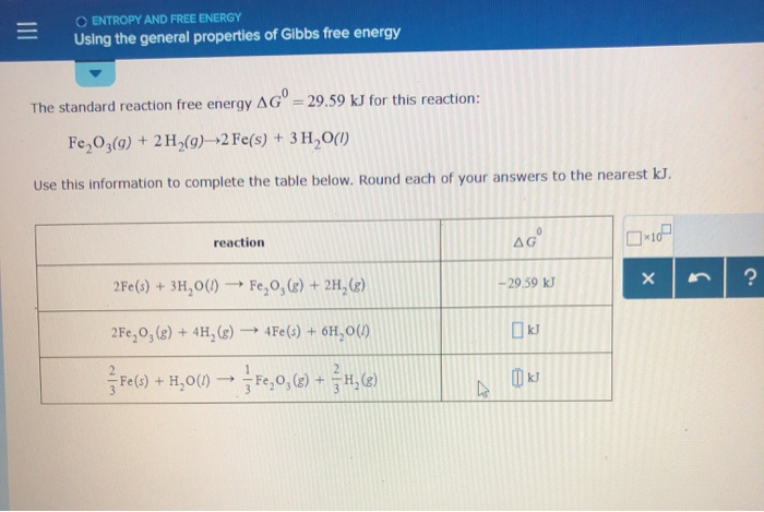 Solved O ENTROPY AND FREE ENERGY Using the general | Chegg.com