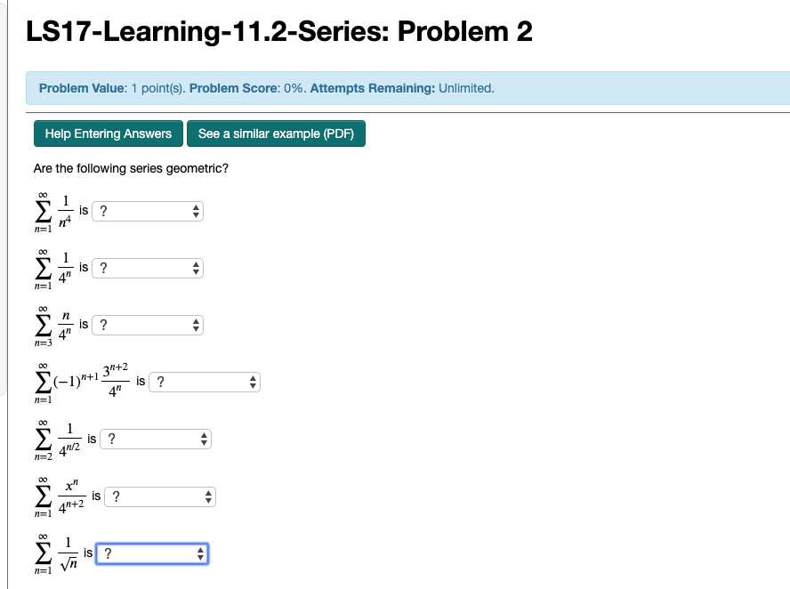 Solved LS17-Learning-11.2-Series: Problem 2 Problem Value: 1 | Chegg.com