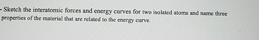 Solved - Sketch the interatomic forces and energy curves for | Chegg.com