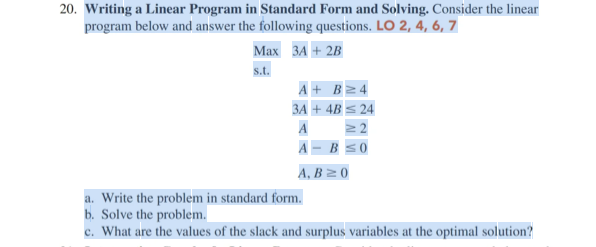 Solved D. Writing a Linear Program in Standard Form and | Chegg.com